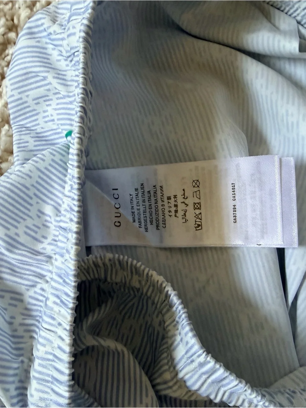 Gucci White Short Pajama Set with Multicolor Logo Accents